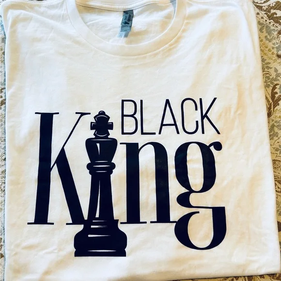 Next Level Apparel White Black King Men's T-Shirt NWOT - Picture 2 of 5